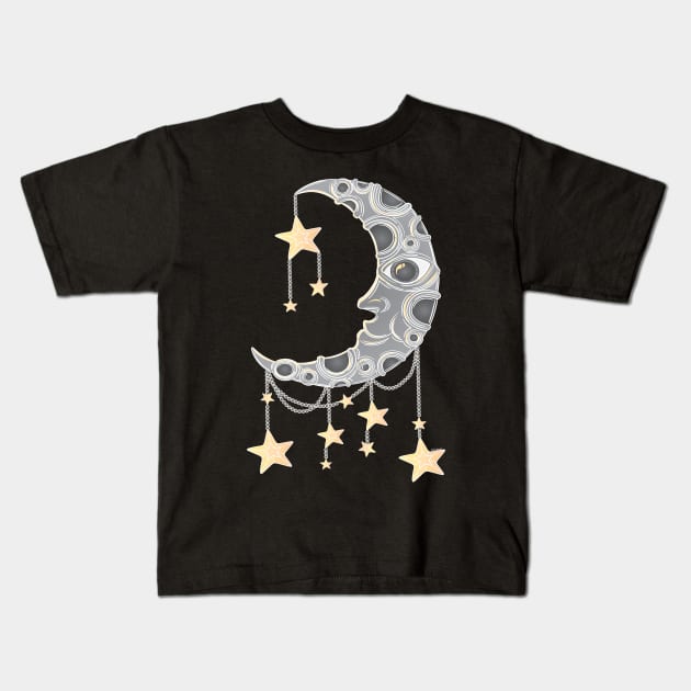 Crescent Moon Kids T-Shirt by Desdymona